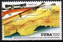 CUBA 2021 *** Raul & Fidel Castro Meeting In Cinco Palmas , Gun , Map, Hunting  MNH (**) Limited Edition - Ungebraucht