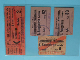 THEATER WIESBADEN ( 4 X Inkom ) Anno 1921 / 1952/53 Und 19?? ( See SCANS ) 4 X ! - Biglietti D'ingresso