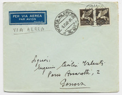 ITALIA PA 50C PAIRE LETTERA LETTRE COVER AEREA POSTA MILITAIRE 6.2.1942 TO GENOVA - Marcofilie (Luchtvaart)