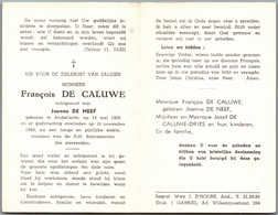 Bidprentje Anderlecht - De Caluwe François (1906-1968) - Images Religieuses