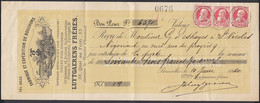 Belgique 1910 - Quitance Fabrique De Bouchons. COb Nr.: 74 (x3) De Bruxelles........................(DD) DC-11056 - 1905 Thick Beard