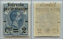 Regno - Umberto I - 1890 – 2 Cent Su 20 Cent (51aab) Con Soprastampa In Alto – Gomma Integra - Cert. AG (1.500) - Andere & Zonder Classificatie