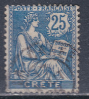 Crète N° 9 O Type Mouchon : 25 C. Bleu, Oblitération Moyenne Sinon TB - Neufs