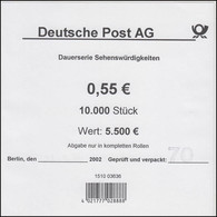 2300 SWK Alte Oper Frankfurt 0,55 - Verschlussteller/Aufkleber 2002a Für 10000er - Roller Precancels