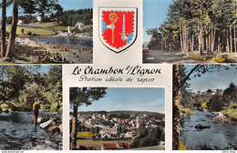 ►LE CHAMBON-SUR-LIGNON►43◄►CPSM◄1962►LA PLAGE-PÊCHEUR DE TRUITES-VUE GALE-UN COIN DU LIGNON►ÉDIT. LA CIGOGNE 43.051.07 - Le Chambon-sur-Lignon