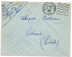 CHER - Dépt N° 18 = VAILLY Sur SAULDRE 1961 = FLAMME DAGUIN Muette ' 5 Lignes Ondulées' FRANCHISE - Mechanical Postmarks (Other)