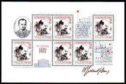 CZECHOSLOVAKIA 1985 Lenin Birth Anniversary Block MNH / **.  Michel Block 62 - Blokken & Velletjes