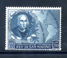 1952 SAN MARINO N.383 200 Lire Colombo Commemorazione Colombiana - Neufs