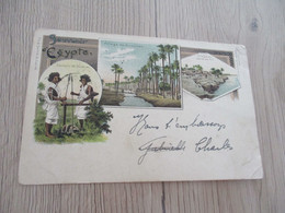 CPA Egypte Litho Précurseur Avant 1906 Litho Souvenir Multi Vues - Sues