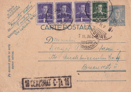 A16424-  MILITARY POSTAL STATIONERY KING MICHAEL 9.5 LEI CENZURAT CONSTANTA NR. 16 1944  USED - Cartas De La Segunda Guerra Mundial