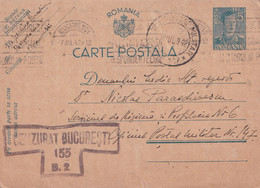 A16434-   MILITARY LETTER POSTAL STATIONERY KING MICHAEL 5 LEI CENZURAT BUCURESTI USED 1942 OFICIUL MILITAR 147 - Lettres 2ème Guerre Mondiale