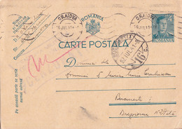 A16440 - MILITARY LETTER POSTAL STATIONERY KING MICHAEL 4 LEI CENZORED CRAIOVA SENT TO BUCURESTI  1941 USED - 2. Weltkrieg (Briefe)