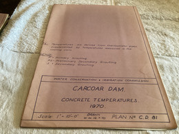 Plan   Dessin Carcoar Dam WATER  CARCOAR   BARRAGE 1970;australia Australie - Opere Pubbliche