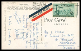 TIMES SQUARE - NEW YORK VIA AIR MAIL - 15c UNITED STATES POSTAGE Vers MARSEILLE - 1953 - Statue Liberté - 2a. 1941-1960 Gebraucht