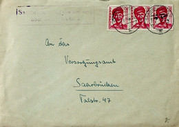 Saarland 1948, Mehrfachfrankatur, Gestempelt R2 Saarbrücken Auf Dem Sonnenberg über Saarbrücken 2 (11-149 R) - Storia Postale