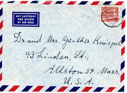 59885 - Berlin - 1954 - 60Pfg Bauten EF A LpBf BERLIN -> Allston, MA (USA) - Storia Postale