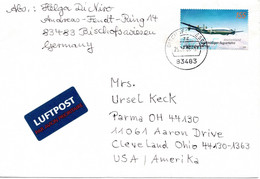 59889 - Bund - 2005 - 155c Luftverkehr EF A LpBf BISCHOFSWIESEN -> Cleveland, OH (USA) (Marke Le Eckbug Li O) - Storia Postale