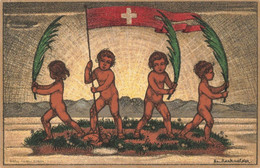 Quatre Enfants, Drapeau Suisse - Fête Nationale 1910/Bundesfeier - Pour Les Soldats Nécessiteux - Au