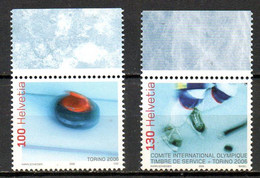 SUISSE. N°1875 + Timbre De Service N°483 De 2005. J.O. De Turin/CIO/Curling/Hockey Sur Glace. - Winter 2006: Turin