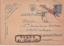 A16458 - MILITARY LETTER ROMANIA POSTAL STATIONERY CENZORED BRASOV  CREDE SI VEI BIRUI STAMPEL  KING MICHAEL 4 LEI 1941 - 2de Wereldoorlog (Brieven)