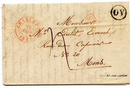 BELGIQUE - TAD CHARLEROY +  SR + BOITE RURALE AO SUR LETTRE AVEC TEXTE, 1843 - 1830-1849 (Onafhankelijk België)