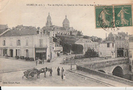 SEGRE - Vue De L'Eglise, Du Quai Et Du Pont De La Rue De Bretagne - Segre