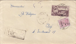 IOVR OVERPRINT REVENUE STAMP, KING MICHAEL, CONSTANTA HARBOUR, SHIP, STAMPS ON REGISTERED COVER, 1948, ROMANIA - Fiscali