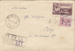 IOVR OVERPRINT REVENUE STAMP, KING MICHAEL, CONSTANTA HARBOUR, SHIP, STAMPS ON REGISTERED COVER, 1948, ROMANIA - Fiscali