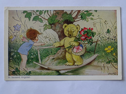 CPA Illustrateur Fritz Baumgarten - 5187 - In Tausend Angsten - Enfant Ange, Ours Sur Un Pont - Baumgarten, F.