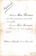 ADEL NOBLESSE - MAD & Mr MARC ROOMAN  -  UN FILLE RAPHAËLLE - CHATEAU D'HEUSDEN 30 JUIN 1893 - Naissance & Baptême