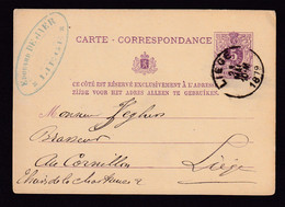 37/017 - BRASSERIE Belgique - Vers Brasseur Jeghers , Au Cornillon à LIEGE Sur Entier Postal LIEGE 1879 - Bières