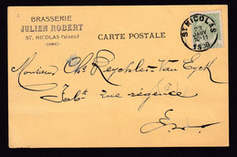 37/023 - BRASSERIE Belgique - Entete Brasserie Julien Robert à ST NICOLAS Waes S/ Carte Privée TP Armoiries 1908 - Cervezas