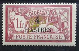 DEDEAGH 1902 , Type MERSON Surchargé Yvert No 15, 4 Piastres Sur 1 F Lie De Vin Et Olive  Neuf * MH TB - Ongebruikt