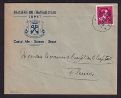 37/030 - BRASSERIE Belgique - Enveloppe Entete Brasserie Du Chateau D' Eau à JUMET - TP Moins 10 % GOSSELIES 1946 - Beers