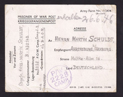 37/039 --  Collection OVERIJSE - Cachet Du Camp Pour Prisonniers Allemands POW 2228 TERLAENEN S/ Formule Pour HAMBURG - WW II (Covers & Documents)