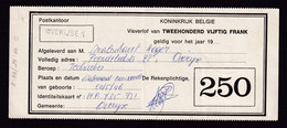37/046 --  Collection OVERIJSE - Permis De Peche De 250 F - Griffe Et Cachet S/ TP Elstrom OVERIJSE 1 - Post-Faltblätter
