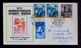 Sp8987 SPAIN  IFEF "Railway Men Congress Esperantists" Esperanto XIII Int. Spanish 1961 Trains Mailed Barcelona »Suisse - Esperanto