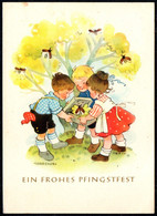 F8508 - Marianne Drechsel Glückwunschkarte Pfingsten - Kinder - Verlag Lederbogen DDR - Pfingsten