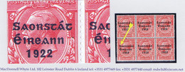 Ireland 1922-23 Thom Saorstat 1d Var "S Over E" Row 10/10 In A Block Of 6 Fresh Mint - Unused Stamps
