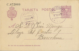 1926 , BARCELONA   , E.P. 57 CIRCULADO , GUALBA - BARCELONA , LLEGADA AL DORSO - 1850-1931