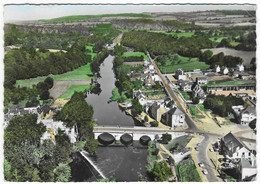 CPSM COLORISEE EN AVION AU DESSUS DE... PONT D'OUILLY, VUE AERIENNE SUR LE PONT SUR L'ORNE, CALVADOS 14 - Pont D'Ouilly