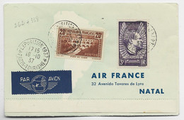 FRANCE N° 262+338 LETTRE COVER AVION EXPO 1937 16.10.1937 DEPLIANT TOUR DU MONDE NATAL BRASIL HONG KONG - 1960-.... Covers & Documents