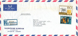 Iceland Registered Air Mail Cover Sent To Denmark 18-12-1976 Topic Stamps - Poste Aérienne