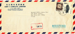 Taiwan Registered Air Mail Cover Sent To USA 27-6-1975 Topic Stamps - Luftpost