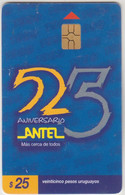 URUGUAY - 25º Aniversario De Antel, TC 066a, Chip:GEM5 (Red), 25 $ , Tirage 600.000, Used - Uruguay