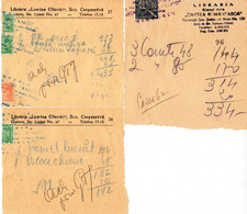 Romania, 1940's, Lot Of 3 Vintage Bills / Receipts - Revenue / Fiscal Stamps / Cinderellas - Revenue Stamps