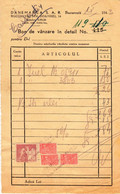 Romania, 1943, Vintage Bill / Receipt - Revenue / Fiscal Stamps / Cinderellas - Fiscaux