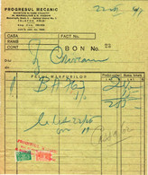 Romania, 1943, Vintage Bill / Receipt - Revenue / Fiscal Stamps / Cinderellas - Fiscaux