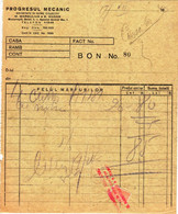 Romania, 1943, Vintage Bill / Receipt - Revenue / Fiscal Stamps / Cinderellas - Fiscale Zegels