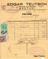 Romania, 1936, Vintage Invoice / Receipt, Brasov - Revenue / Fiscal Stamps / Cinderellas - Revenue Stamps